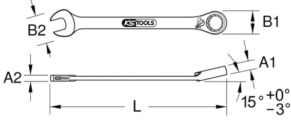 KS TOOLS Käristiga lehtsilmusvõti 503.5912